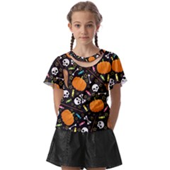 Halloween Pattern 3 Kids  Front Cut Tee by designsbymallika