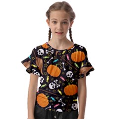 Halloween Pattern 3 Kids  Cut Out Flutter Sleeves by designsbymallika