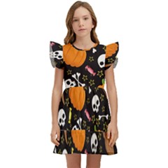 Halloween Pattern 3 Kids  Winged Sleeve Dress