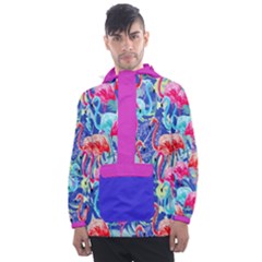 Flamingo2 Men s Front Pocket Pullover Windbreaker by flowerland