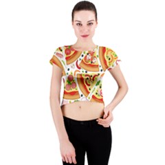 Pizza Love Crew Neck Crop Top by designsbymallika