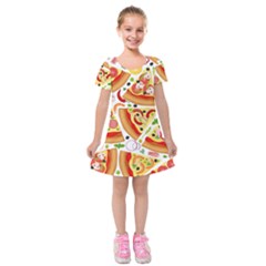 Pizza Love Kids  Short Sleeve Velvet Dress by designsbymallika