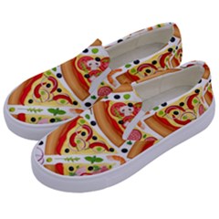 Pizza Love Kids  Canvas Slip Ons by designsbymallika