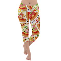 Pizza Love Lightweight Velour Capri Yoga Leggings by designsbymallika