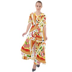 Pizza Love Waist Tie Boho Maxi Dress by designsbymallika