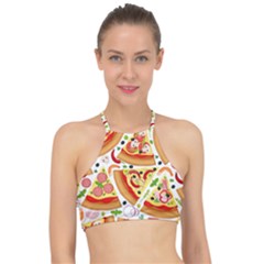 Pizza Love Racer Front Bikini Top by designsbymallika