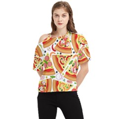 Pizza Love One Shoulder Cut Out Tee by designsbymallika