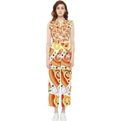 Pizza Love Women s Frill Top Chiffon Jumpsuit by designsbymallika