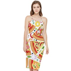 Pizza Love Bodycon Cross Back Summer Dress by designsbymallika