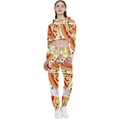 Pizza Love Cropped Zip Up Lounge Set by designsbymallika