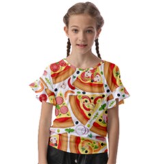 Pizza Love Kids  Cut Out Flutter Sleeves by designsbymallika