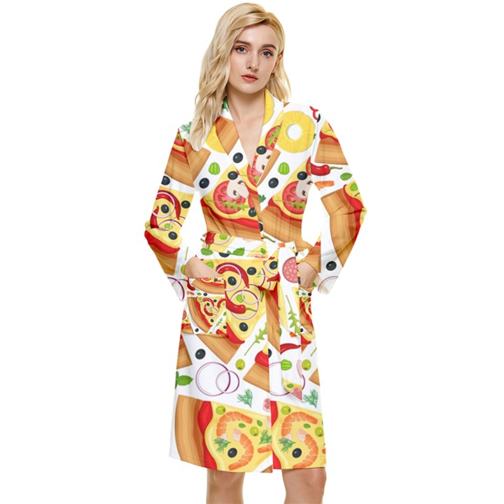 Pizza Love Long Sleeve Velour Robe