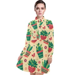 Cactus Love 5 Long Sleeve Chiffon Shirt Dress by designsbymallika