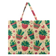 Cactus Love 5 Zipper Large Tote Bag by designsbymallika