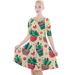 Cactus Love 5 Quarter Sleeve A-line Dress by designsbymallika