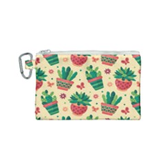 Cactus Love 5 Canvas Cosmetic Bag (small) by designsbymallika