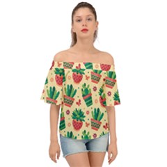 Cactus Love 5 Off Shoulder Short Sleeve Top by designsbymallika