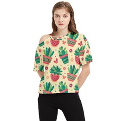 Cactus Love 5 One Shoulder Cut Out Tee by designsbymallika