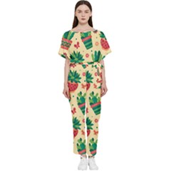 Cactus Love 5 Batwing Lightweight Chiffon Jumpsuit by designsbymallika