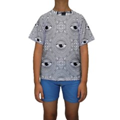 Eye Pattern Kids  Short Sleeve Swimwear by designsbymallika