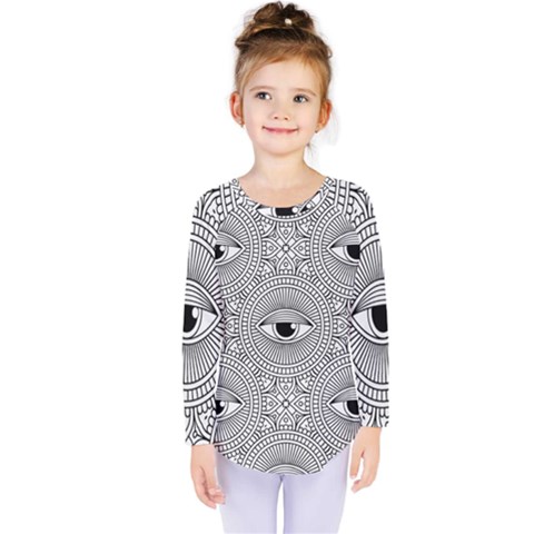 Eye Pattern Kids  Long Sleeve Tee by designsbymallika