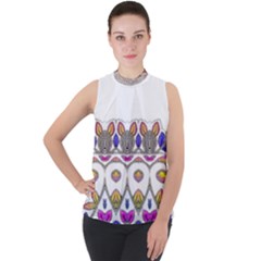 Im Fourth Dimension Colour 8 Mock Neck Chiffon Sleeveless Top