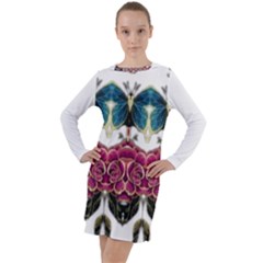 Im Fourth Dimension Colour 14 Long Sleeve Hoodie Dress