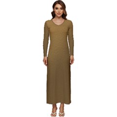 Gold Long Sleeve Velour Longline Maxi Dress