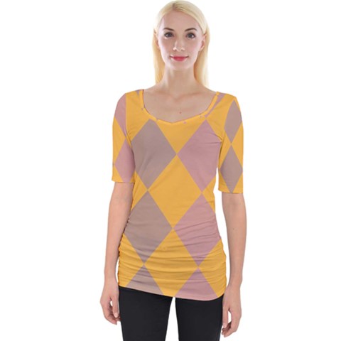 Pattern Box Wide Neckline Tee by nate14shop