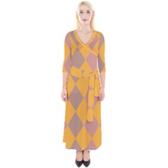 Pattern Box Quarter Sleeve Wrap Maxi Dress by nate14shop