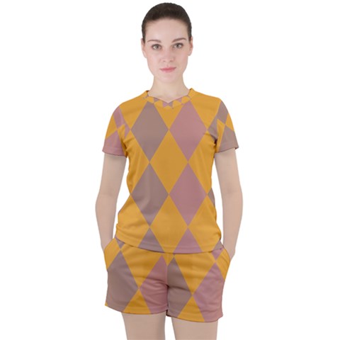 Pattern Box Women s Tee And Shorts Set by nate14shop