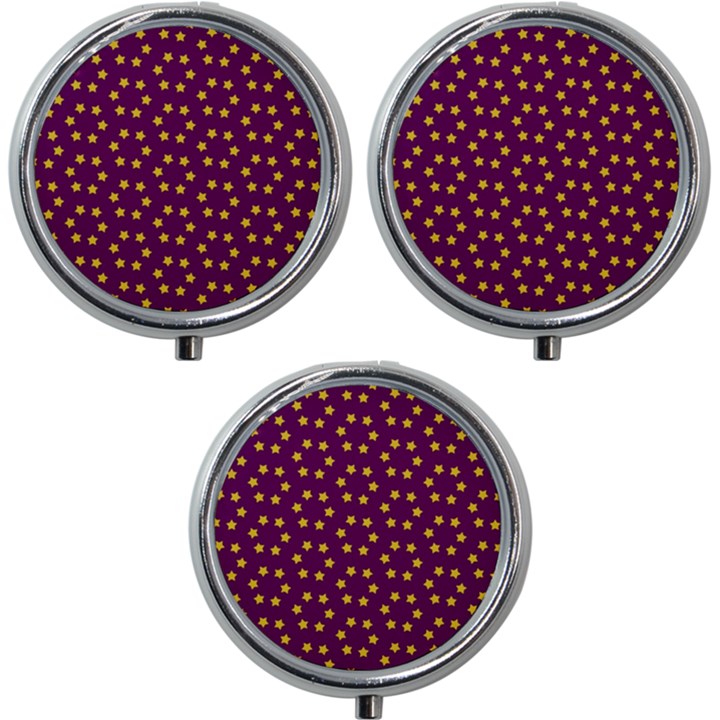 Stars,yellow Purple Mini Round Pill Box (Pack of 3)