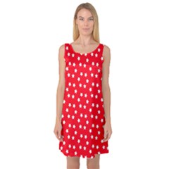 Stars-white Red Sleeveless Satin Nightdress by nate14shop