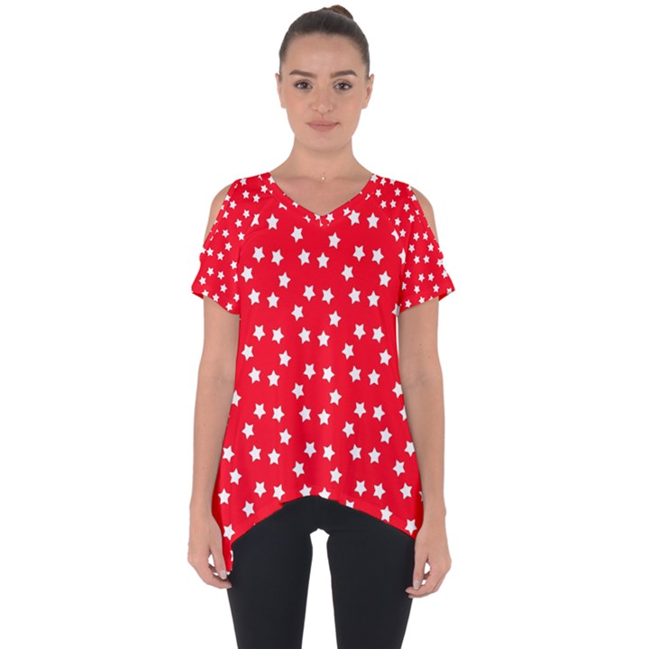 Stars-white Red Cut Out Side Drop Tee