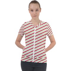 Stripes Short Sleeve Zip Up Jacket