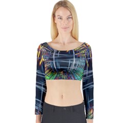 Color-background-structure-lines- Long Sleeve Crop Top