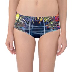 Color-background-structure-lines- Mid-waist Bikini Bottoms