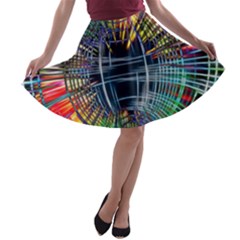 Color-background-structure-lines- A-line Skater Skirt