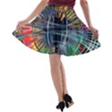 Color-background-structure-lines- A-line Skater Skirt View2