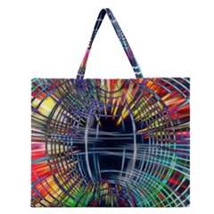 Color-background-structure-lines- Zipper Large Tote Bag