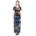 Color-background-structure-lines- Short Sleeve Maxi Dress View1