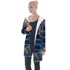 Color-background-structure-lines- Longline Hooded Cardigan by Jancukart