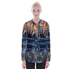 Color-background-structure-lines- Womens Long Sleeve Shirt