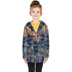 Color-background-structure-lines- Kids  Double Breasted Button Coat