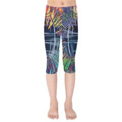 Color-background-structure-lines- Kids  Capri Leggings 