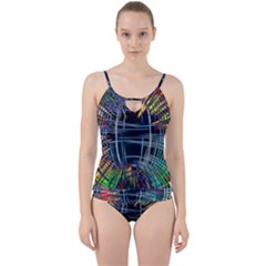 Color-background-structure-lines- Cut Out Top Tankini Set