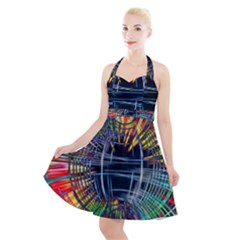 Color-background-structure-lines- Halter Party Swing Dress  by Jancukart