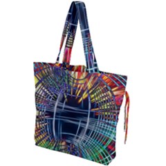 Color-background-structure-lines- Drawstring Tote Bag