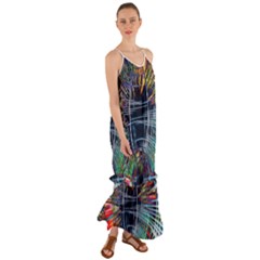 Color-background-structure-lines- Cami Maxi Ruffle Chiffon Dress