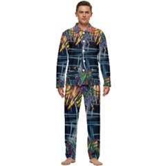 Color-background-structure-lines- Men s Long Sleeve Velvet Pocket Pajamas Set by Jancukart